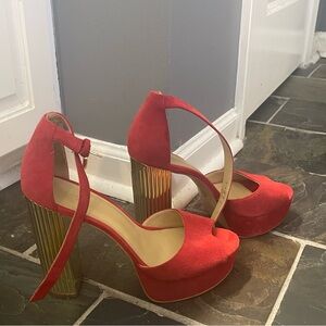 Michael kors red with gold heel stilettos